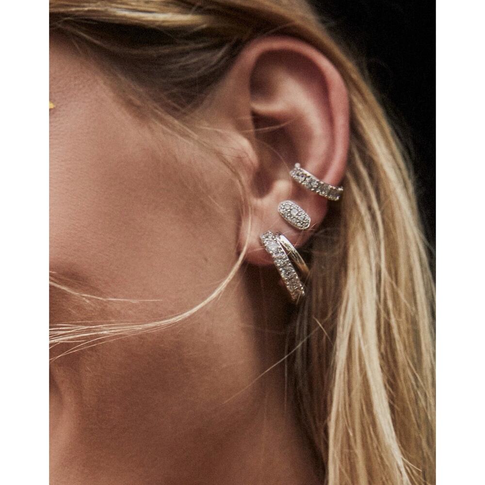 Kendra Scott Grayson Crystal Stud Earrings White Crystal Gold - Picture 4 of 4